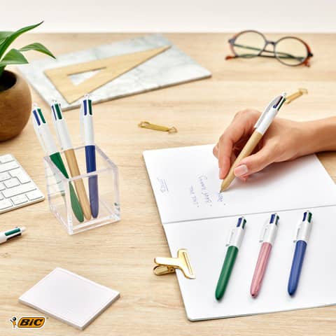 Penna a sfera a scatto BIC 4 Colours 1 mm - wood 508964